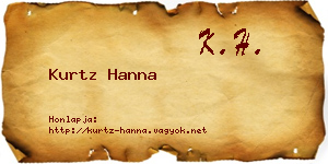 Kurtz Hanna névjegykártya